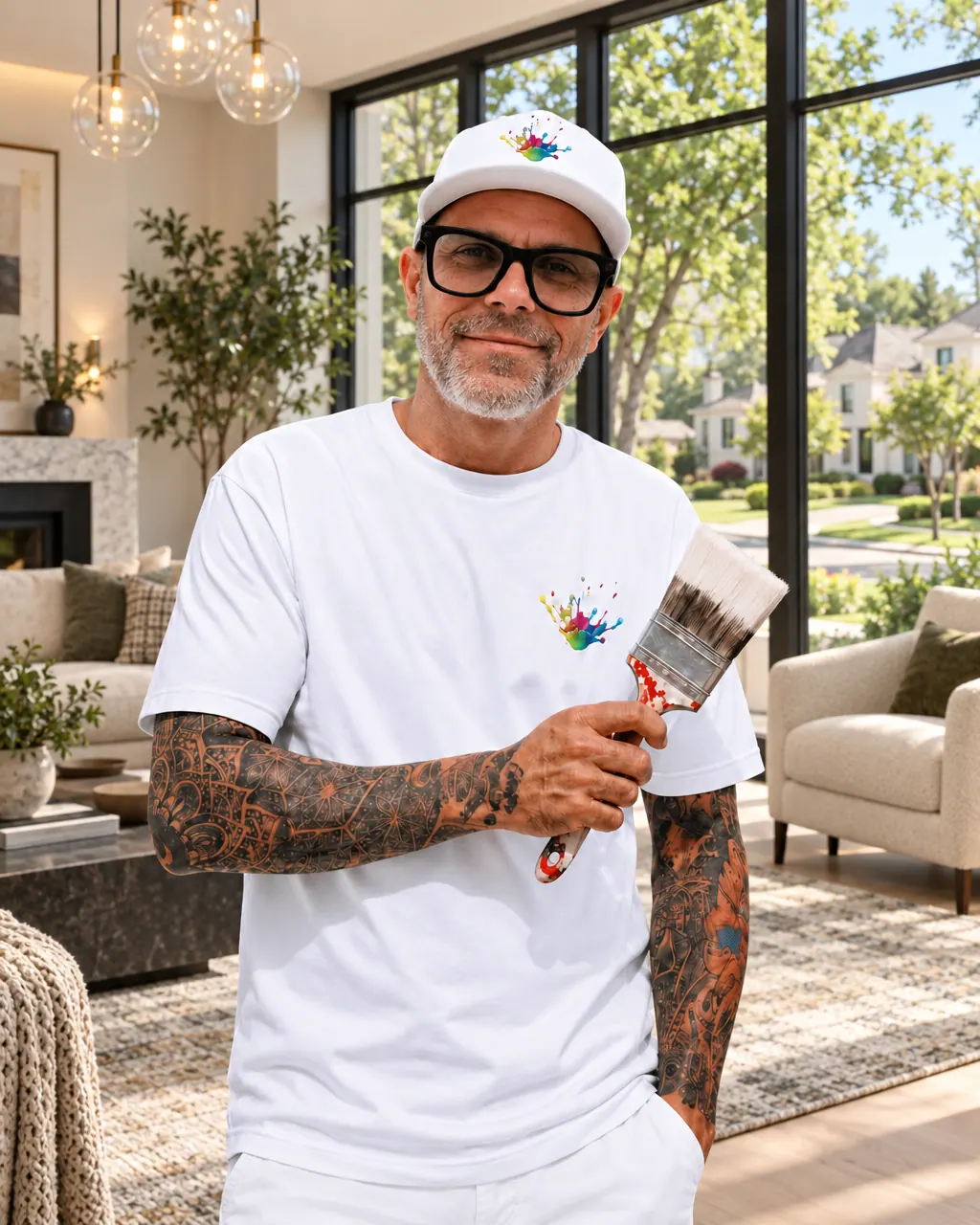 Casey Cole, owner of Colour Your Life Paint & Design, holding a paint brush