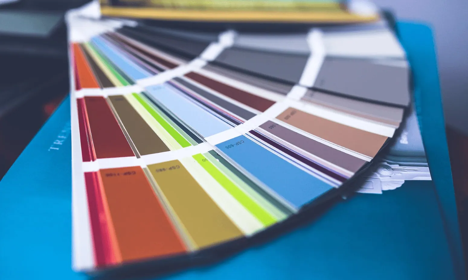 Fan of paint colour swatches