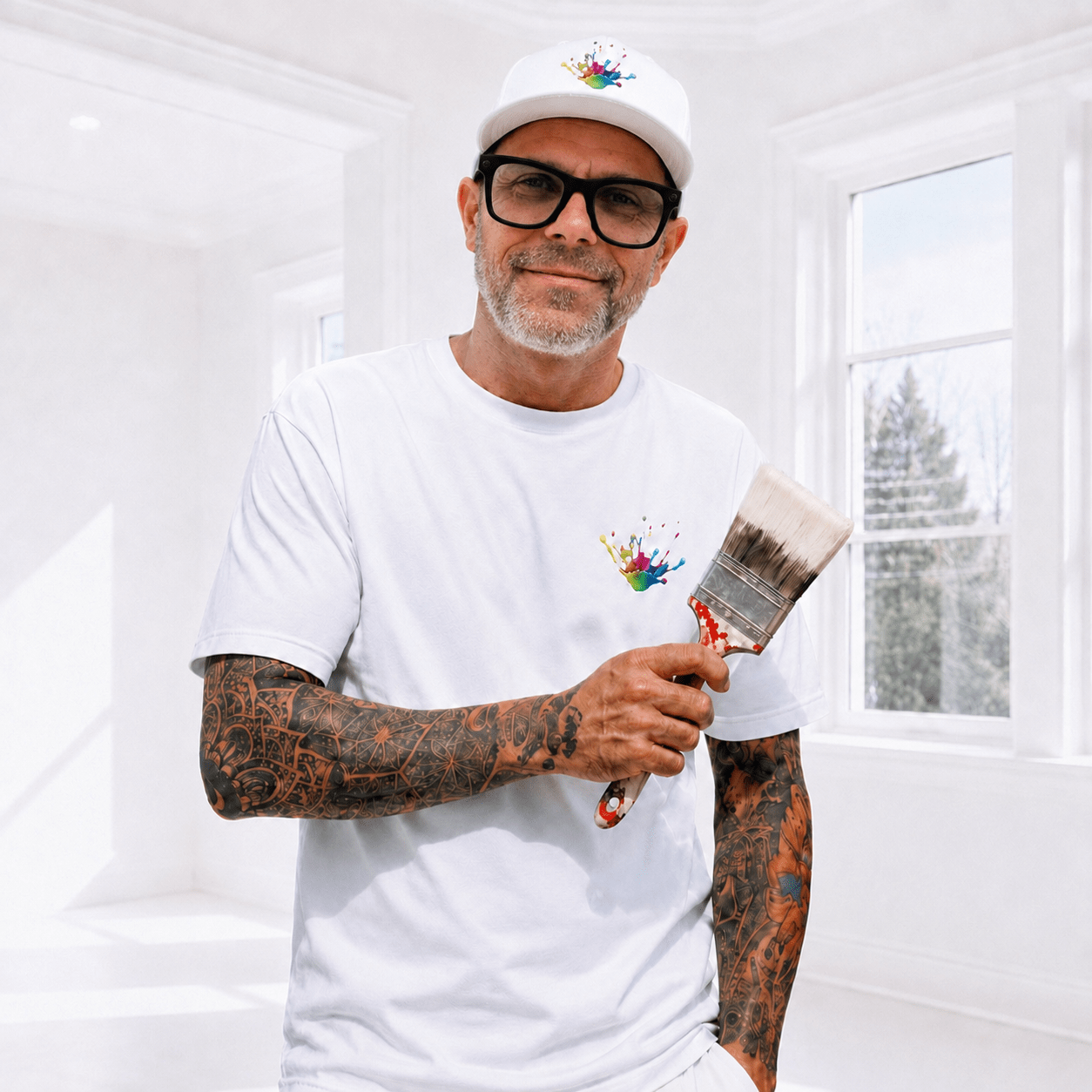 Casey Cole, Owner of Colour Your Life Paint & Design holding paint brush